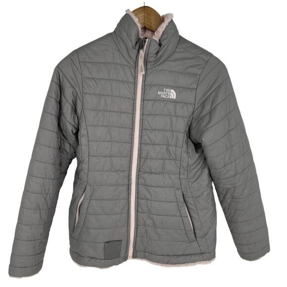 The North Face Reversible Mossbud Swirl Puffer Jacket Full Zip Girls Size L - Picture 1 of 16